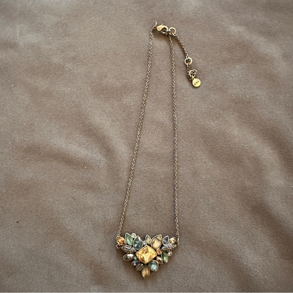 Chloe + Isabel Statement Necklace Gem Cluster Boho Sparkle Jewel Antique Tones